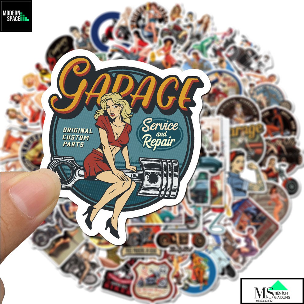 Sticker PVC Sexy Girl ST-137 - Cả bộ 100 Hình dán Stickers Chống nước Dán xe Dán Mũ bảo hiểm Vali Laptop Điện thoại