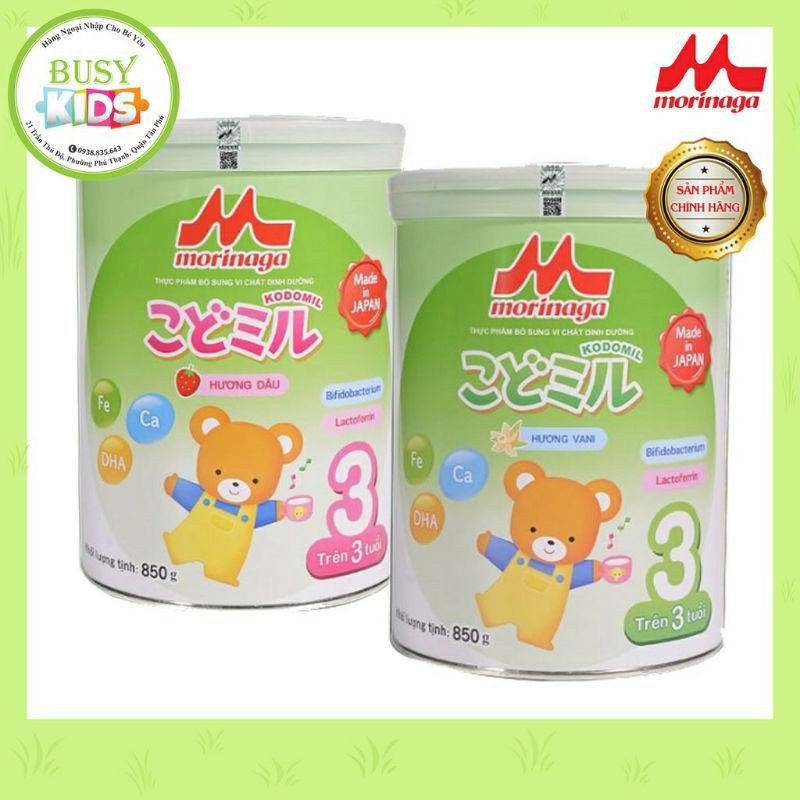 [Mã FMCG8 giảm 8% đơn 500K] 2 lon sữa morinaga số 3 lon 850g hạn 7/2021 tách quai hương vani /dâu