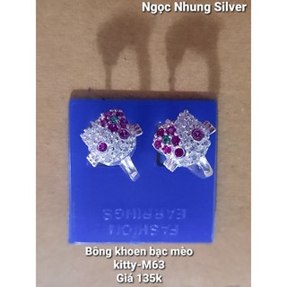 Bông khoen bạc mèo kitty-M63