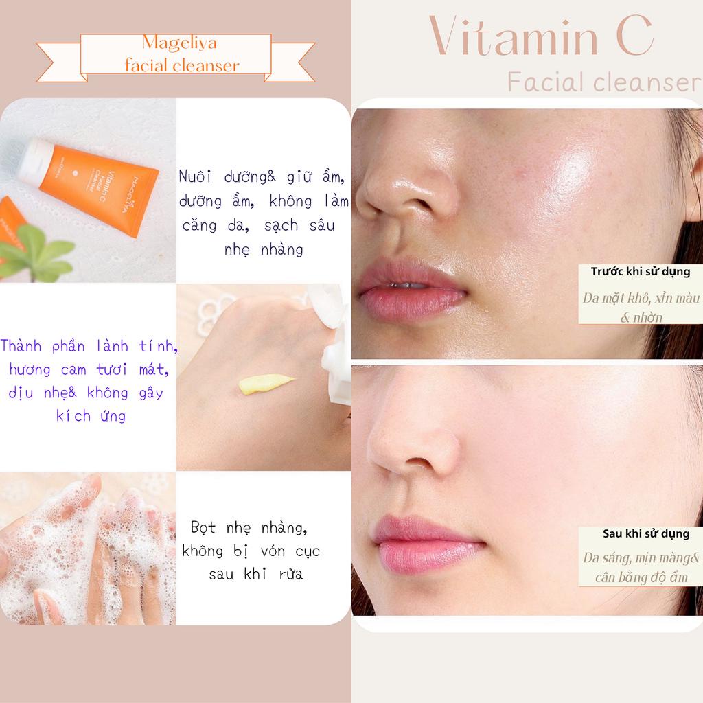 Sữa rửa mặt Mageliya Vitamin C Facial Cleanser Thái Lan làm sạch sâu, dưỡng ẩm, trắng sáng da, ngừa mụn 100g