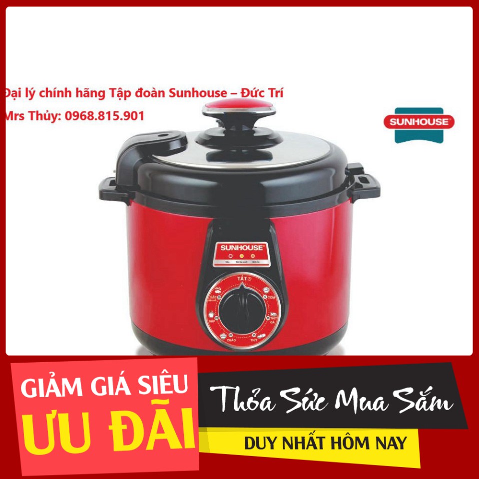 Nồi Áp suất điện Đa năng SUNHOUSE SHD1552 ĐỎ Chính hãng