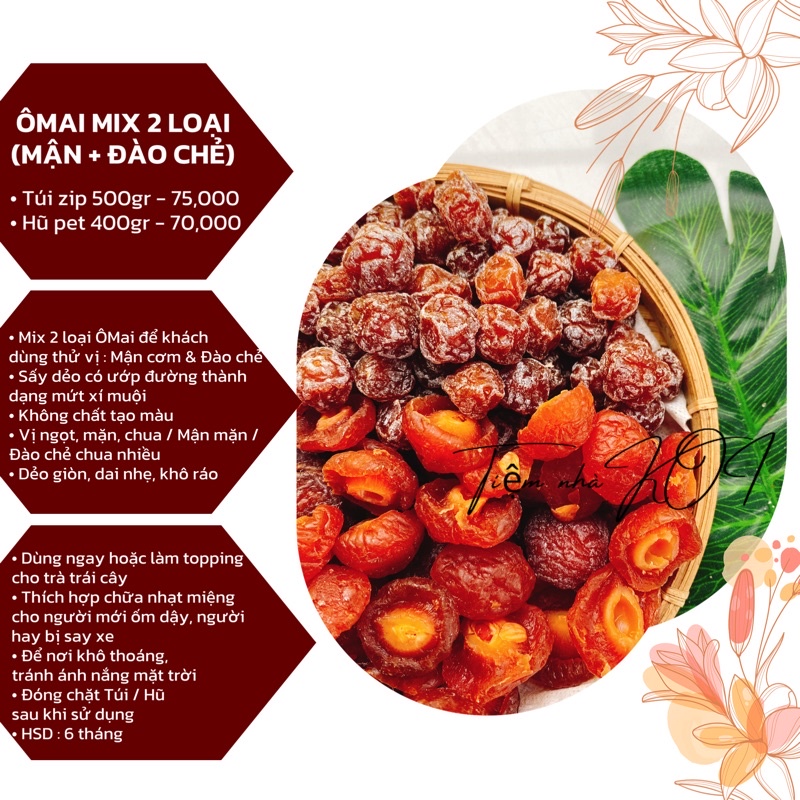 Ô mai MIX 2 loại (Mận + Đào chẻ) - Đặc sản Đà Lạt