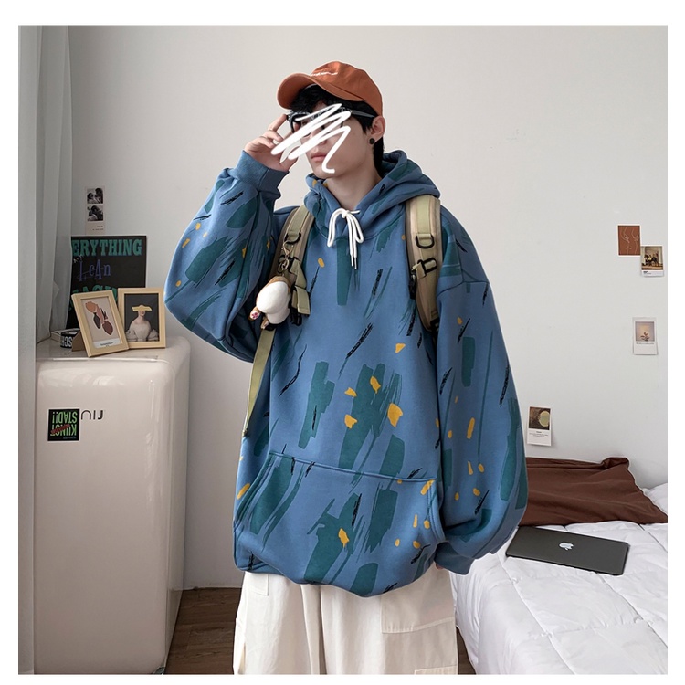 Áo hoodie nam form rộng phong cách unisex, Áo hoddie nam oversize vảy sơn màu loang thời trnag du lịch đi học hàn quốc