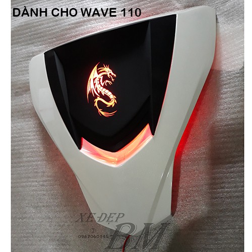 Mặt nạ 2 tầng độ led rồng cho wave 110 trắng
