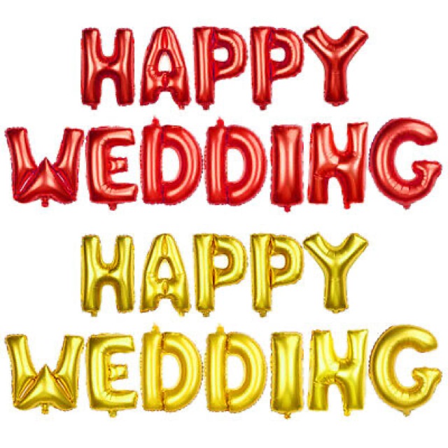 Bóng Chữ Happy Wedding Trang Trí Phòng Cưới Chính Hãng Dày Loại 1 - K66