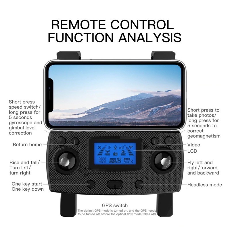 Flycam Sg907 Pro Gimbal chống rung camera kép 4k có cảm biến đứng yên có GPS tự bay về