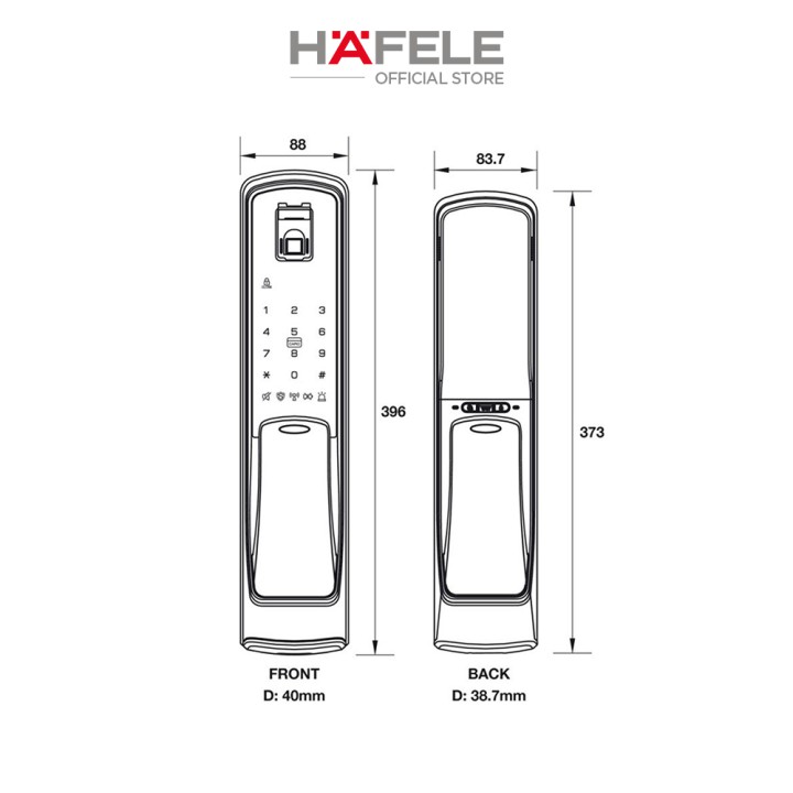 Khóa điện tử HAFELE EL9500-TCS - 912.05.315 Xuất xứ Hàn Quốc