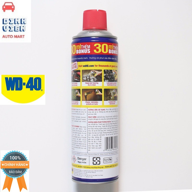 [ ƯU ĐÃI ] Chai xịt Bôi trơn Làm sạch Thẩm thấu Chống ẩm WD-40 Multi-Use Product 412ML giúp bảo quản đồ dùng