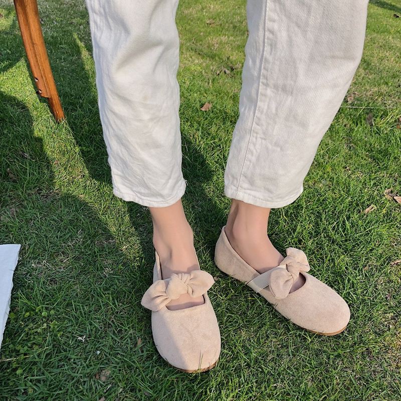 ORDER_ Giày Thắt Nơ Đế Bệt Da Lộn Ulzzang