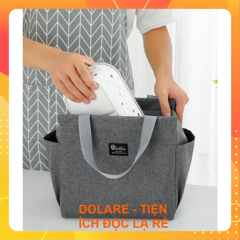 Túi Đựng Cơm Giữ Nhiệt Cao Cấp 3 Lớp Vải POLYESTER Size Lớn Cao 25cm Đựng Được Thố Cơm 3 Tầng