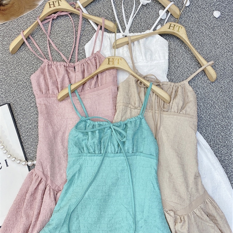 Đầm 2 dây dáng dài nudi cúp ngực bo eo xoè đuôi cá gợi cảm hàng loại 1 form dáng chuẩn tôn body