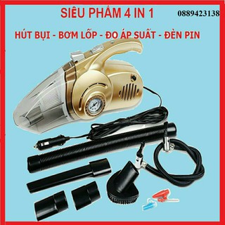 Máy Hút Bụi Ô Tô Cầm Tay Đa Năng – Hút Bụi - Bơm Lốp – Đo Áp Suất Lốp- Chiếu Sáng