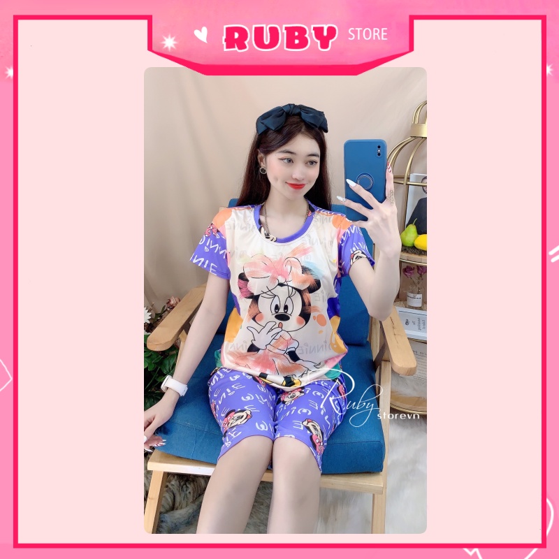 Đồ bộ nữ mặc nhà in hình Minnie đáng yêu chất thun mềm mịn Free Size Dưới 47KG  ❤ Rubystorevn