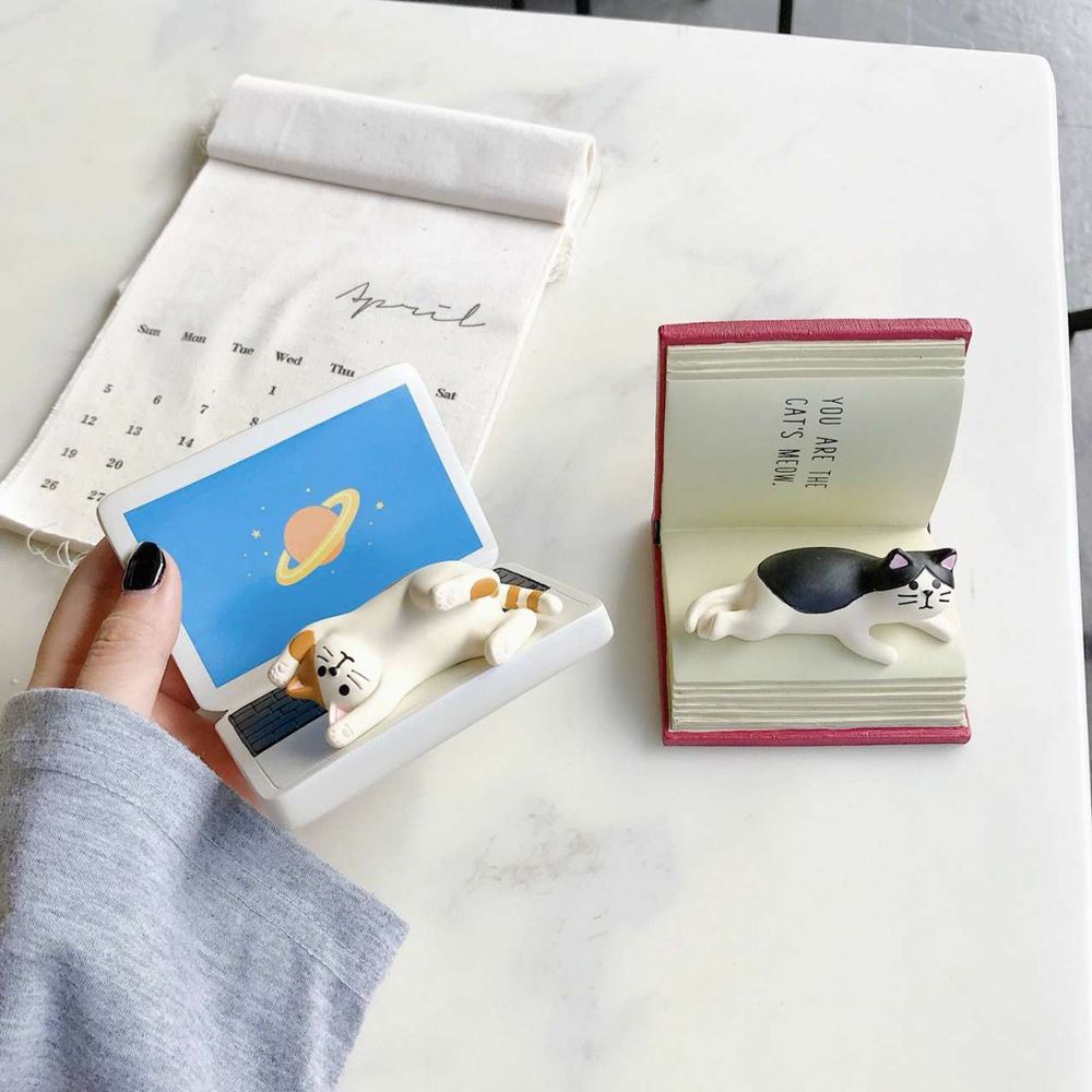 Giá đỡ điện thoại hình chú mèo lười dễ thương bằng nhựa resin