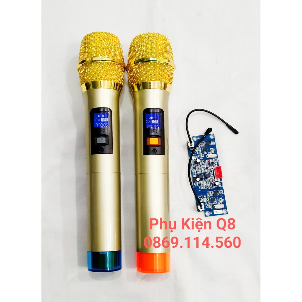 Micro không dây kèm mạch thu sóng 02 mic UHF