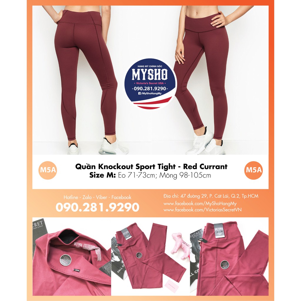 (Size M 05) Quần legging đỏ đô, form ôm, tạo dáng, Knoout Sport T.ht, Red Currant - Victoria's Secre