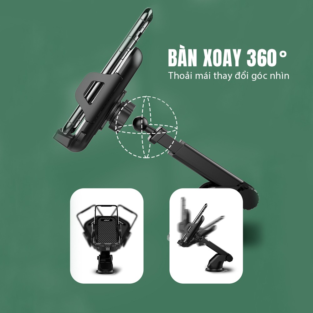 Giá đỡ điện thoại trên ô tô xoay 360 độ điều chỉnh được kéo dài, thu hẹp Bảo hành 1 tháng juyupu 9R