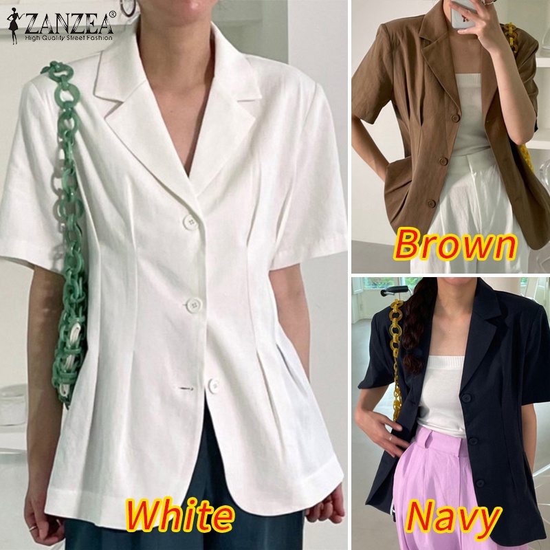 Áo khoác blazer Zanzea tay ngắn thời trang Hàn Quốc tùy chọn màu sắc