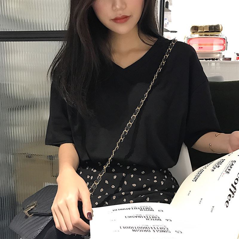 áo thun trơn cổ V ulzzang order áo phông trơn cổ tim dáng hàn quốc KÈM ẢNH THẬT