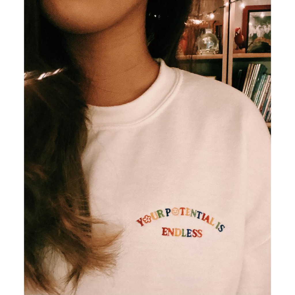 Áo thun thêu cotton unisex YOUR PONTENTIAL IS ENDLESS