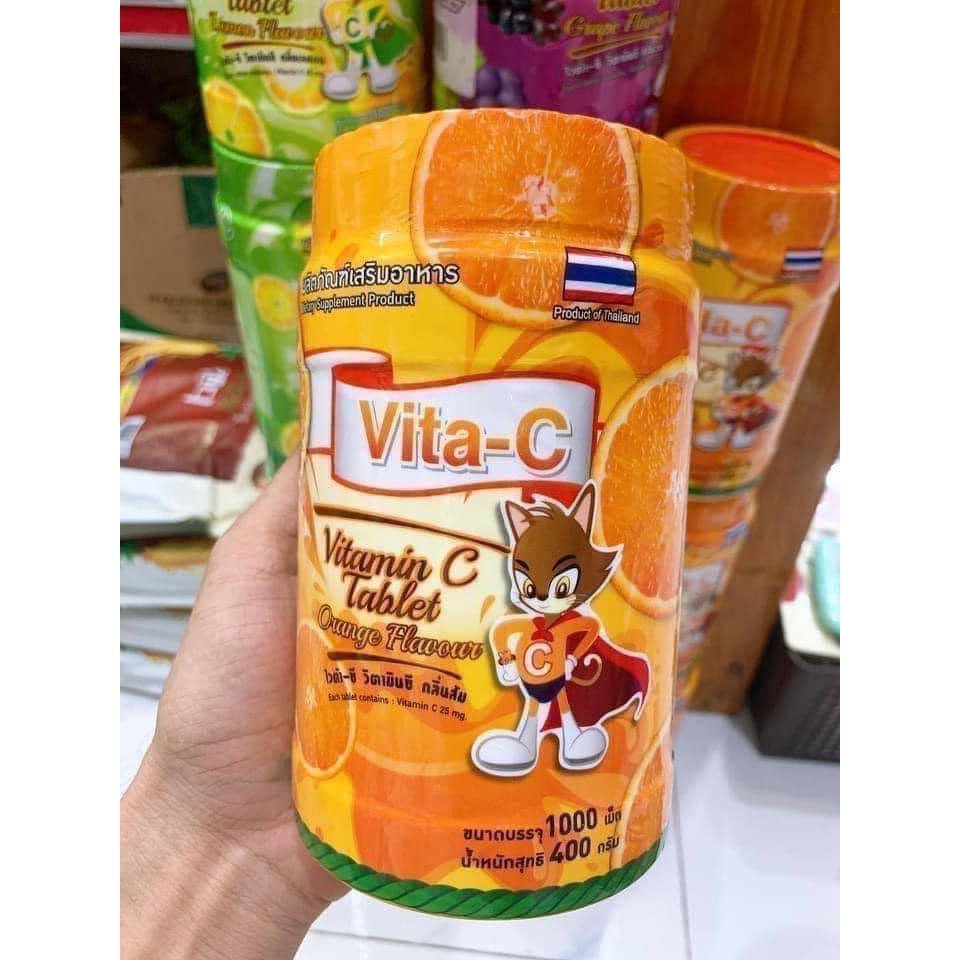 Kẹo Vitamin C Thái Lan vị cam Hộp 1000 viên - Kẹo ngậm Vita C tăng cường đề kháng cho bé