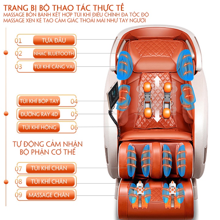 Ghế Massage Toàn Thân Luxury i10 Pro. Công Nghệ Nhật Bản. Con Lăn 4D Di Động. Tổ Hợp Massage Chuyên Sâu