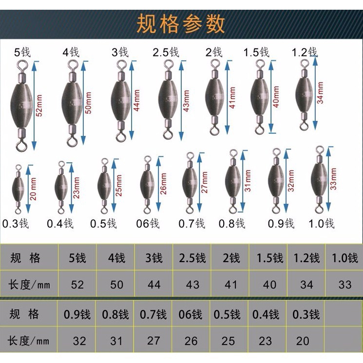 Set 3 chì câu cá bằng đồng
