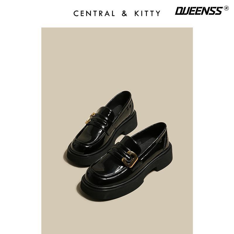 Giày Lười Da Đế Dày Màu Đen Thời Trang Mùa Hè 2022 Cho Nữ