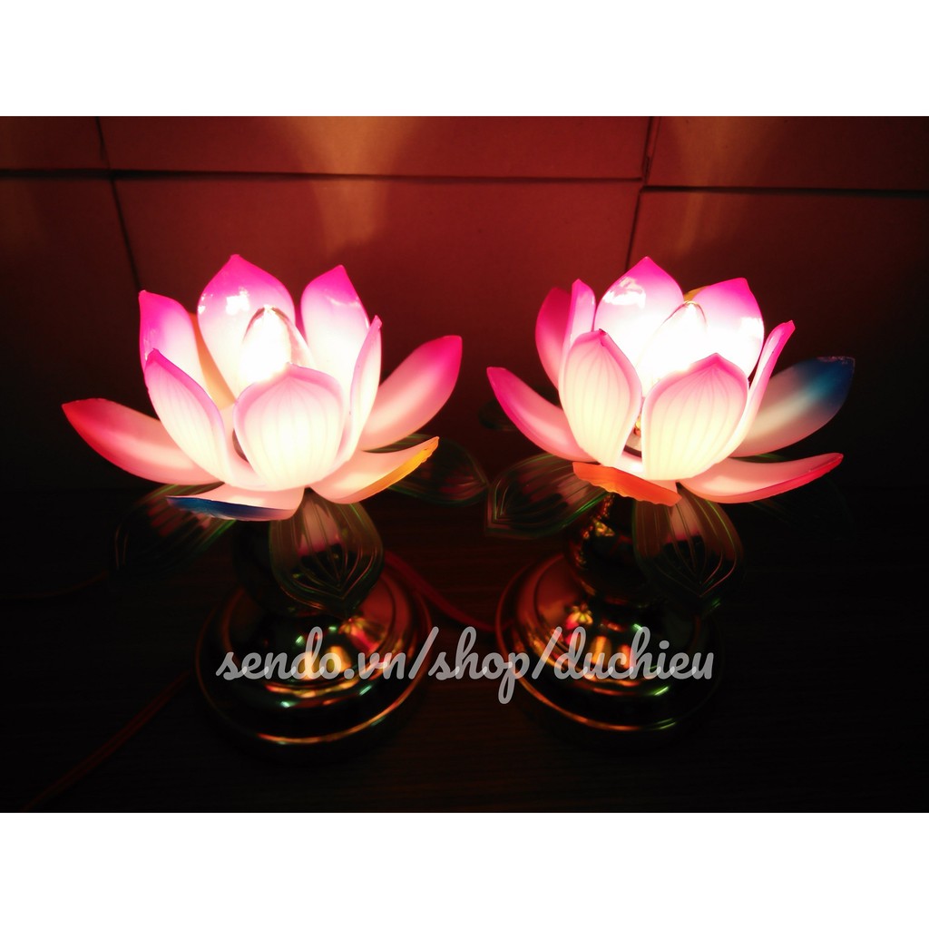 Đèn thờ cúng hoa sen cỡ nhỏ, đèn để bàn thờ, đèn thờ phật, đèn hoa sen | Đức Hiếu Shop