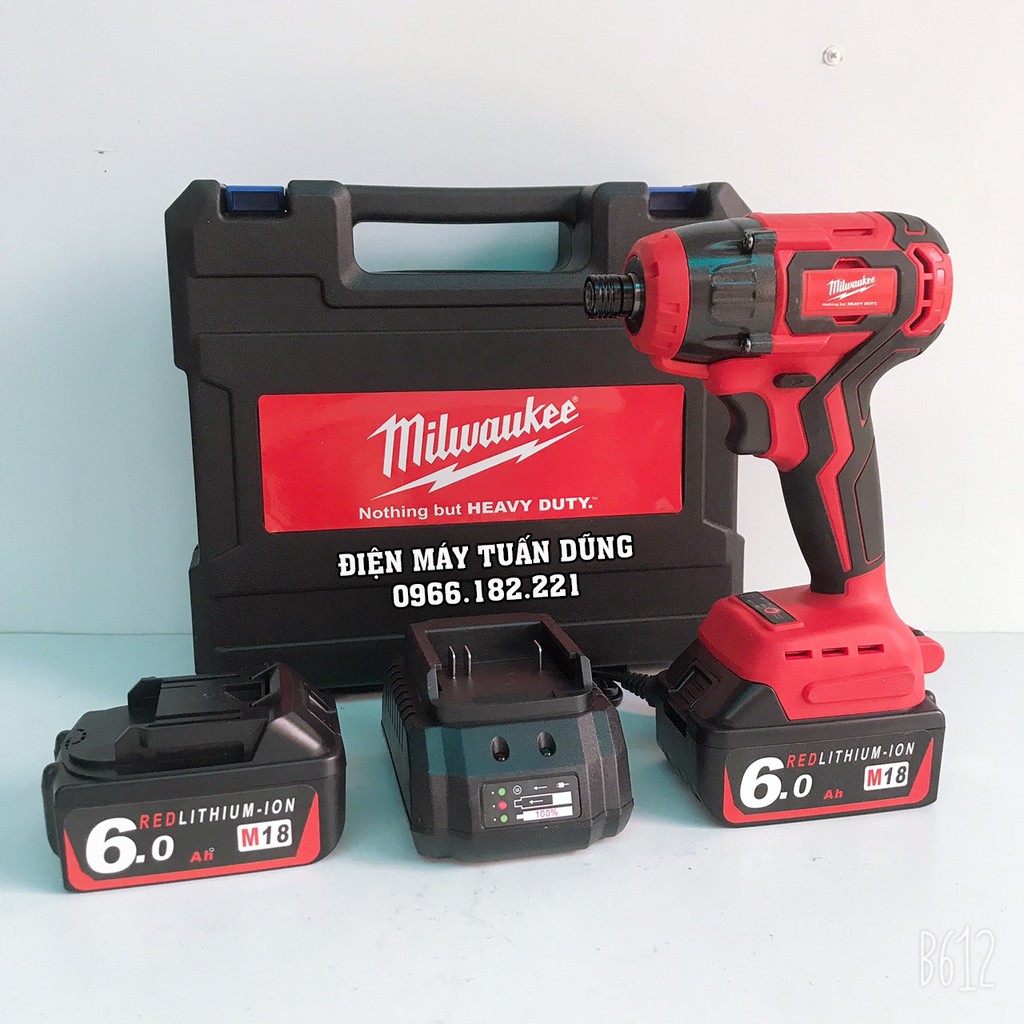 Máy chuyên bắn vít bắn tôn dùng pin Milwaukee Không chổi than có thể dùng khoan tường TẶNG KÈM 2 PIN VÀ HỘP NHỰA