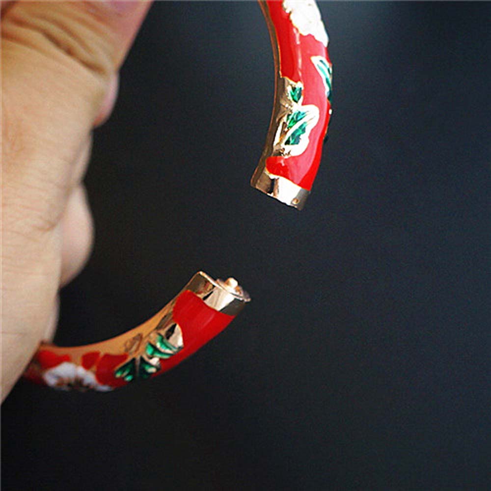 Vòng đeo tay tráng men họa tiết hoa thời trang