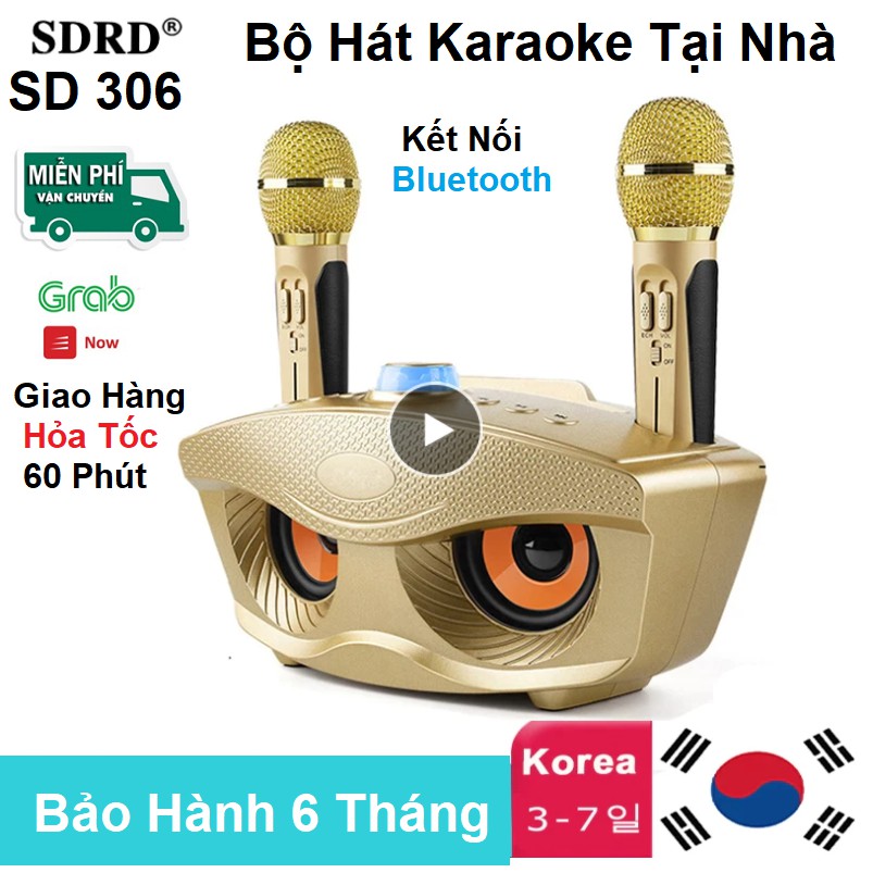 Loa Bluetooth SDRD - SD 306 Cao Cấp Chính Hãng - Tặng Kèm 2 Micro Hát Karoke Cực Hay - Đa Năng Tiện Dụng - Bảo Hành 6T