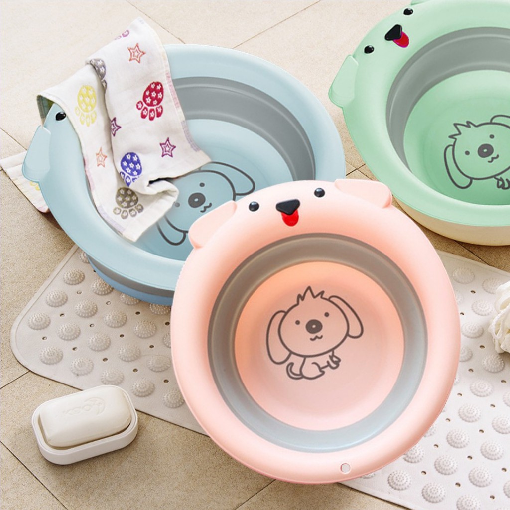 Chậu rửa mặt gấp gọn cho bé, thau rửa mặt cho bé kiểu dáng gập gọn tiện lợi