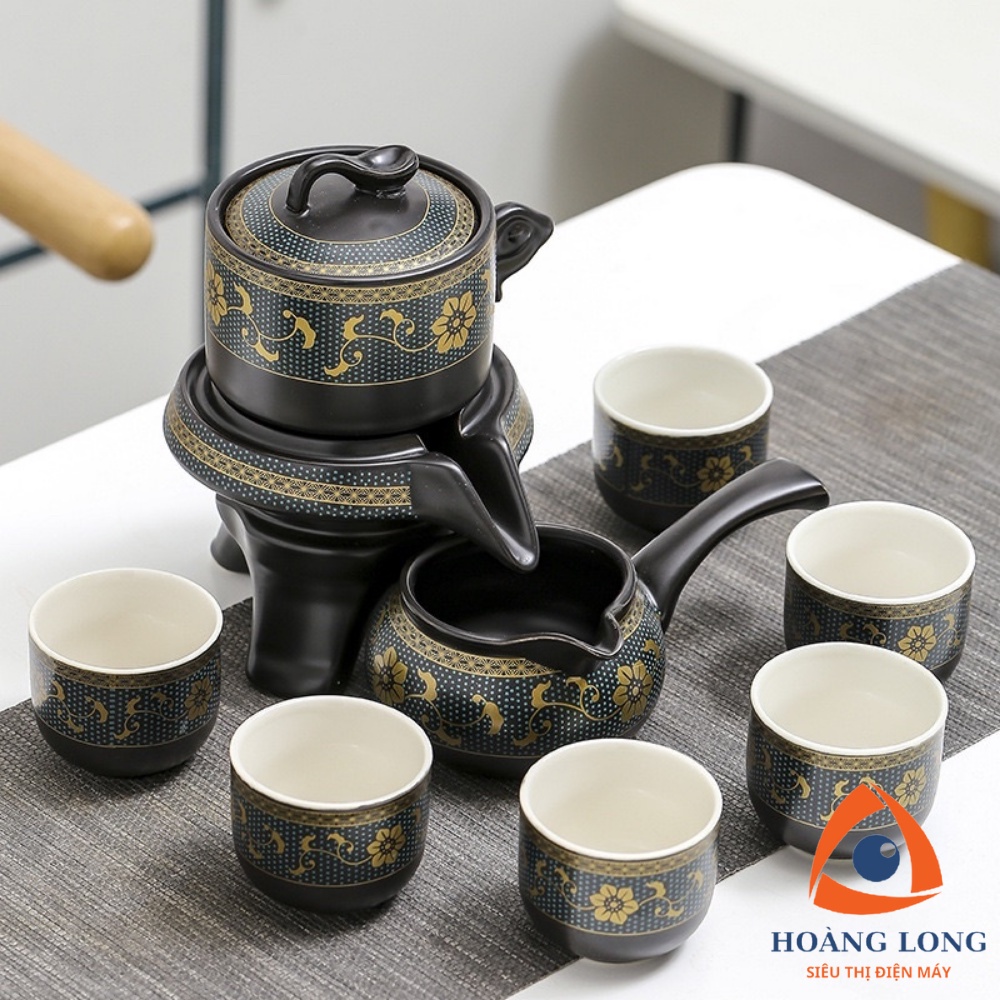 Bộ Ấm Pha Trà Cối Xay Hoa Văn Cao Cấp