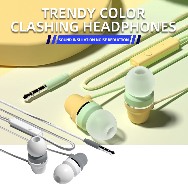 Tai Nghe Nhét Tai Đầu Mềm 3.5mm 1.2mm Màu Tương Phản Chất Lượng Cao