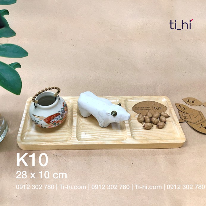 Khay gỗ chia 3 ngăn dễ sử dụng