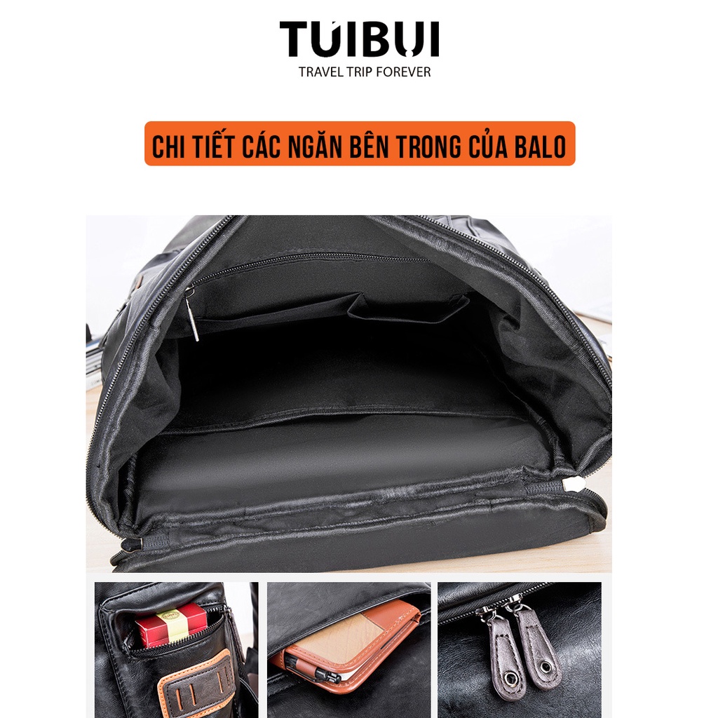 Balo da cao cấp thời trang đi học, du lịch, chất liệu PU ngăn để máy tính laptop 15,6 inch - TB03