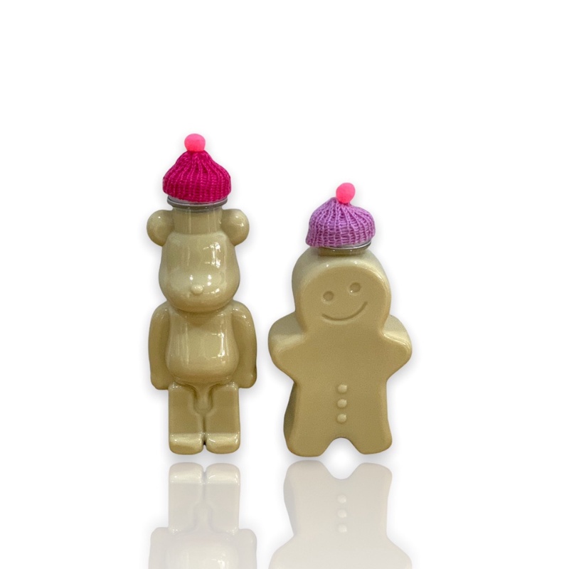 Chai Đựng Trà Sữa Hình Bánh Quy Gừng Siêu Dễ Thương - Nắp Nhôm Chai 500ml