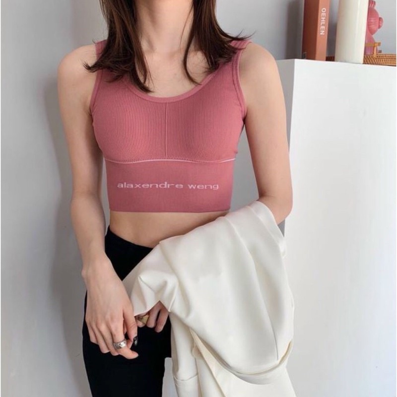 Áo bra nữa thể thao croptop cotton tập gym goga Alaxendre 938