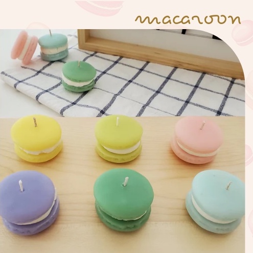 Nến Thơm Mini Siêu Xinh Hình Bánh Macaron 3x1cm