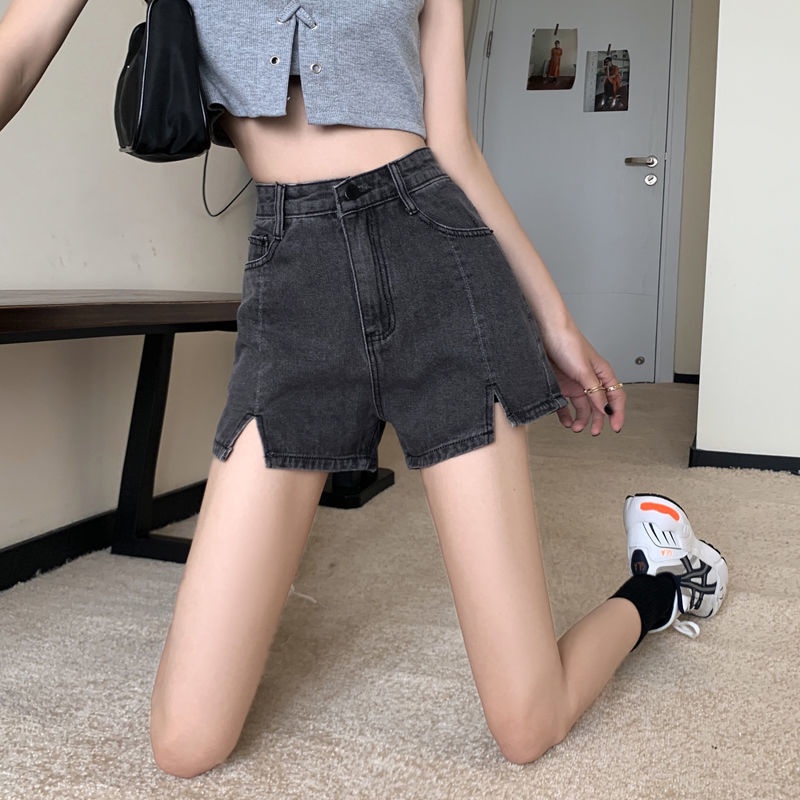 AMOI Quần Short Denim Lưng Cao Ống Rộng Thời Trang Hàn Quốc 2022 Dành Cho Nữ