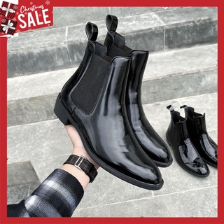 Chelsea Boots Da Bóng Đế Cao 4cm