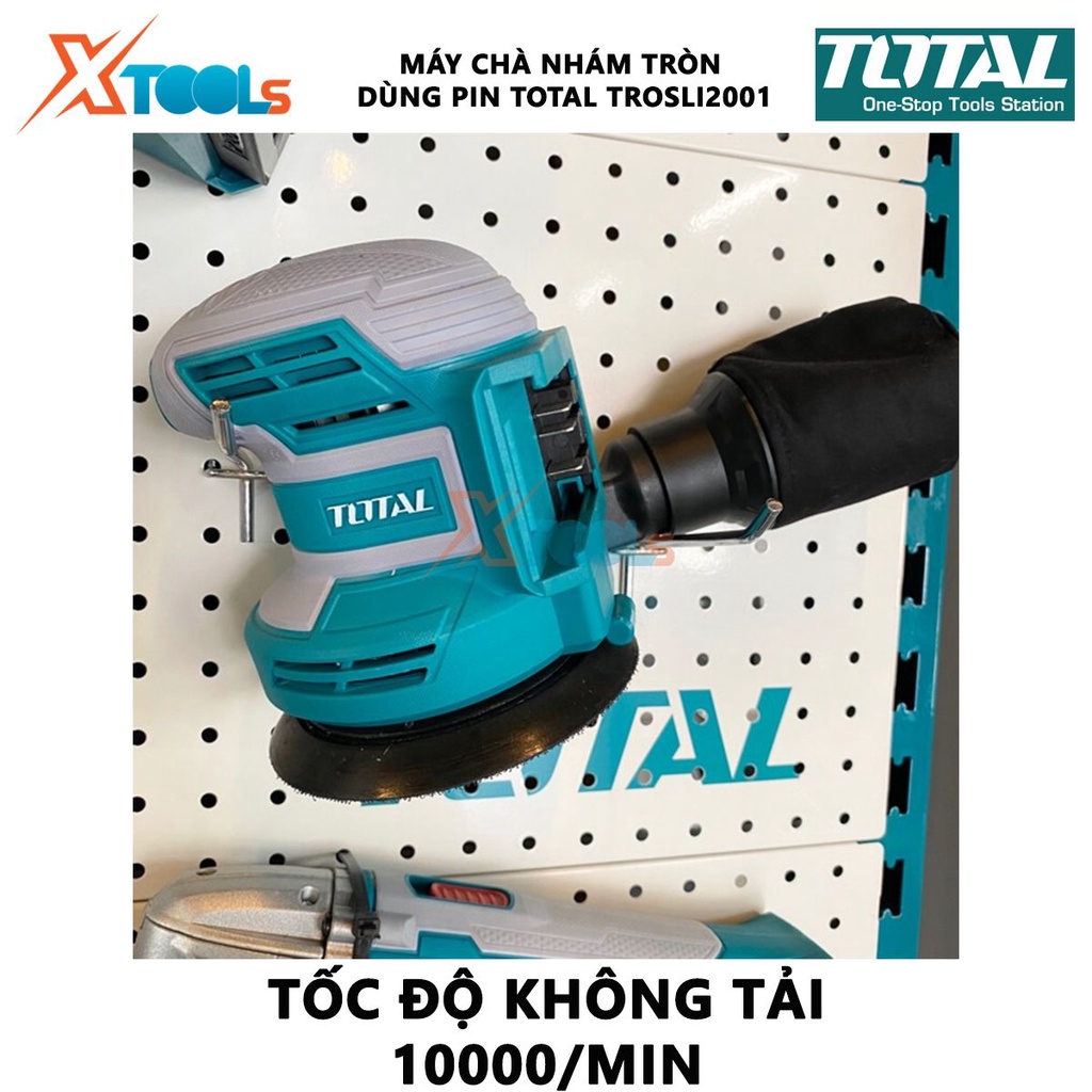 Máy chà nhám tròn dùng pin Total TROSLI2001 đĩa chà 125mm chà nhám tường/gỗ cầm tay sử dụng pin 20V 2kg [XTOOLs][XSAFE]