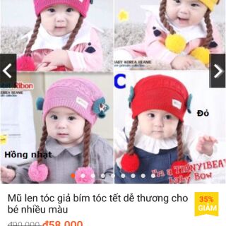 Combo 5 mũ tóc giả, 5 mũ bím tóc