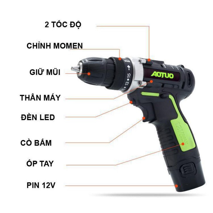 MÁY KHOAN BẮT VÍT KHÔNG DÂY 12V - Shop Lộc Hoa