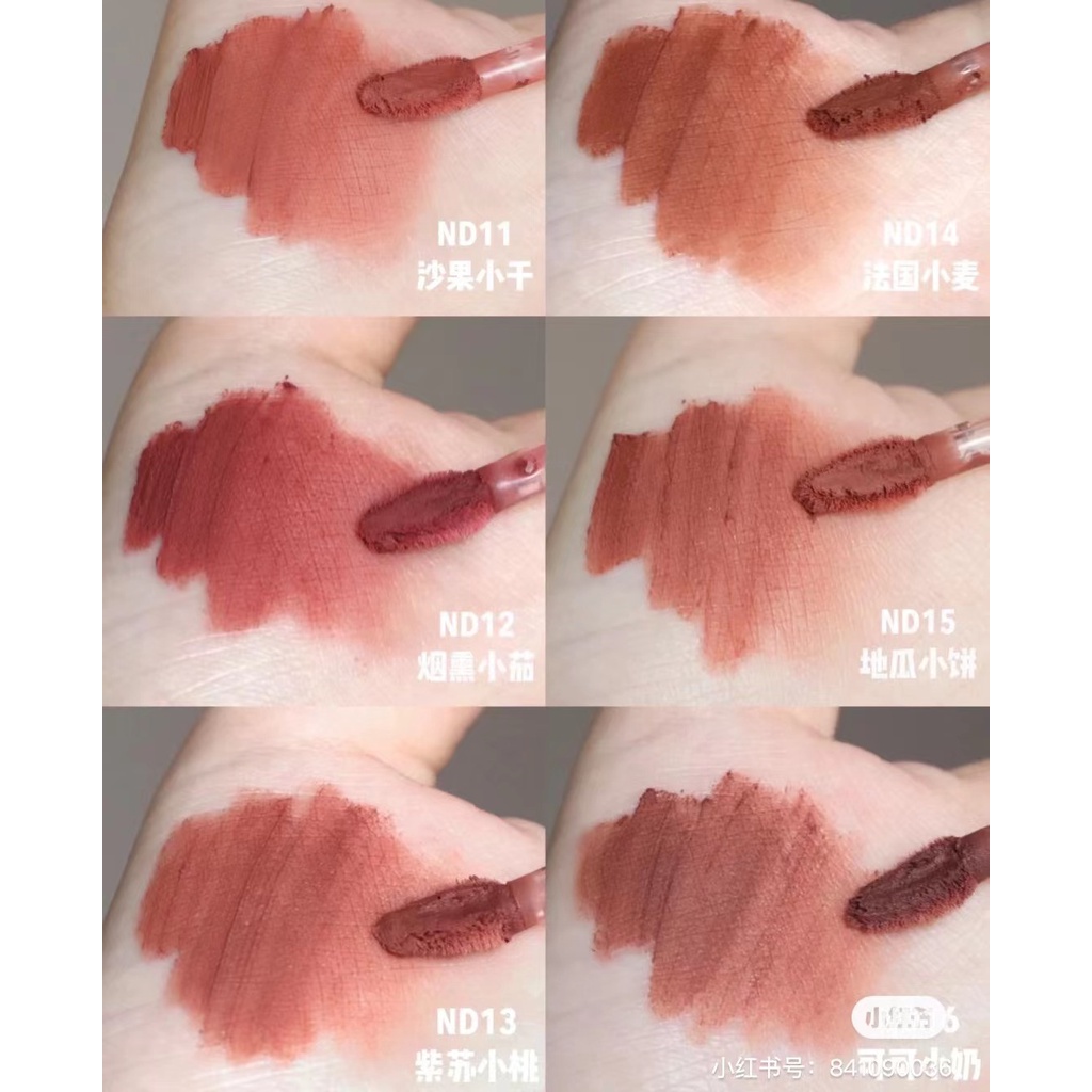 LEEMEMBER Son kem nhung lì mềm màu đỏ nâu nude mờ lâu trôi không thấm nước son môi lipstick
