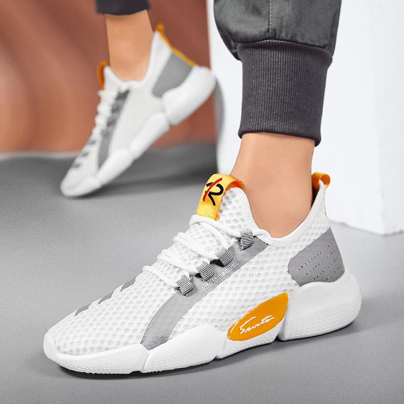 Giày Sneaker Thể Thao Nam G38 Lưới thoáng Khí Đi Học Đi Chơi Màu Trắng Đen Vàng Phong Cách | BigBuy360 - bigbuy360.vn