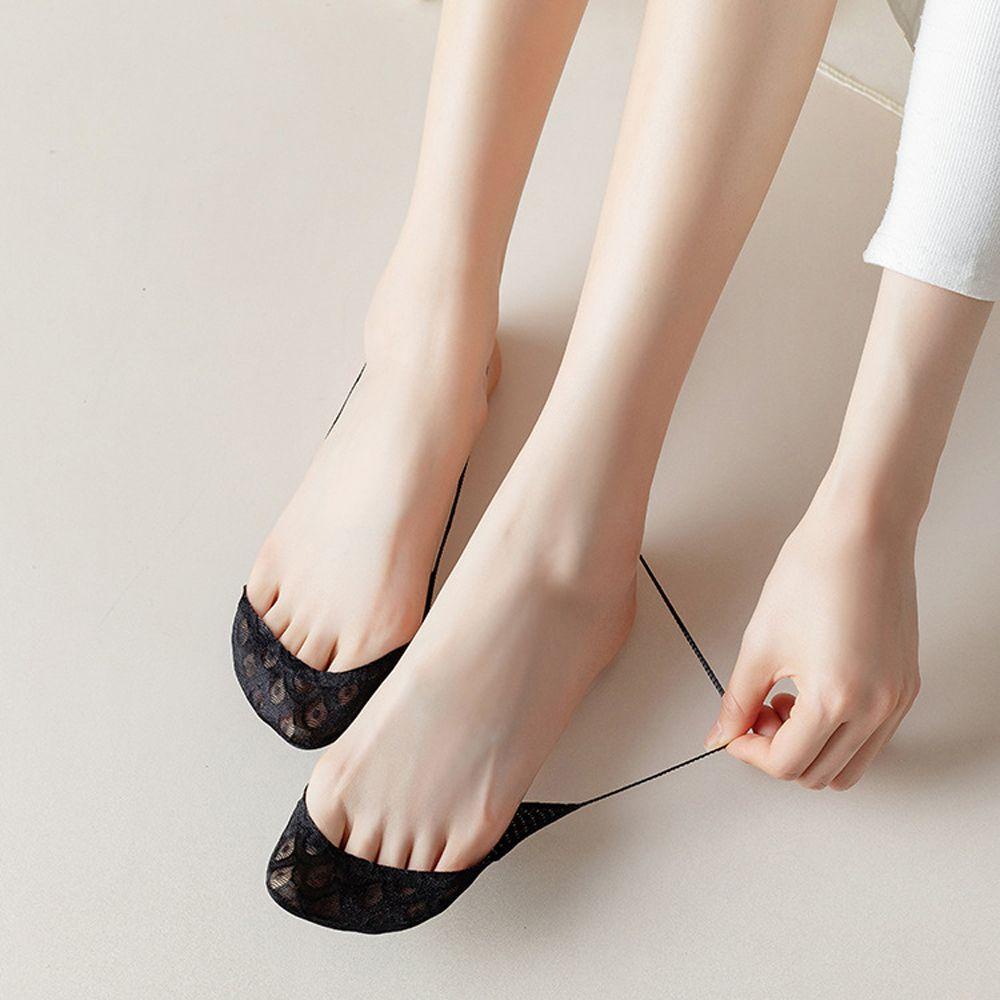 Vớ Lụa Lạnh Cổ Thấp Màu Trơn Thoáng Khí Thời Trang Cho Nữ