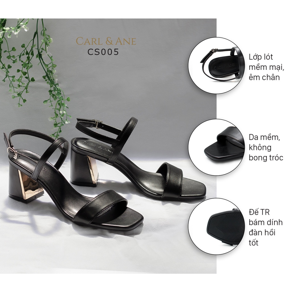 Carl &amp; Ane - Giày sandal mũi vuông cao 7cm màu hồng đậm _ CS005