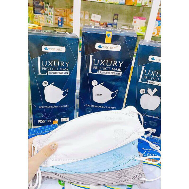 Khẩu trang y tế cao cấp LUXURY 4D Sen Việt ,1 hộp 30 cái, lọc bụi,kháng khuẩn | BigBuy360 - bigbuy360.vn
